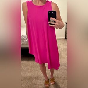 Joseph Ribkoff Vibrant Pink Sleeveless Asymmetrical Dress